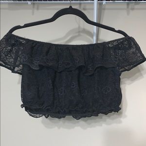 Garage , lacy black crop top. Size medium.